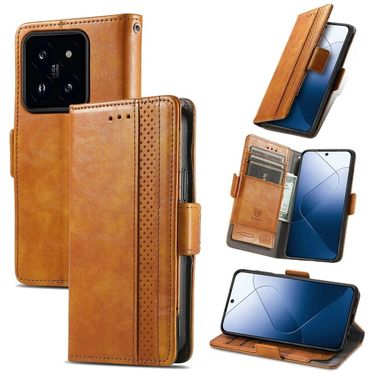 Peňaženkové kožené puzdro CaseNeo na Xiaomi 14 - Khaki