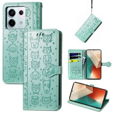 Peňaženkové kožené puzdro Cat and Dog na Xiaomi Redmi Note 13 Pro - Zelená
