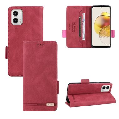 Peňaženkové kožené puzdro Clasp na Motorola Moto G13 / G23 / G53 5G - Červená