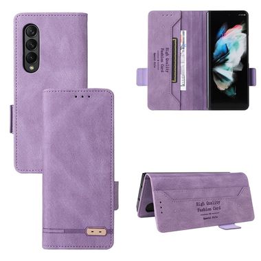 Peňaženkové kožené puzdro Clasp na Samsung Galaxy Z Fold4 - Fialová
