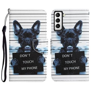 Peňaženkové kožené puzdro COLORED na Samsung Galaxy S23 Plus 5G – Čierny pes