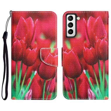 Peňaženkové kožené puzdro COLORED na Samsung Galaxy S23 Plus 5G – Tulipány