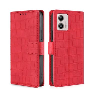 Peňaženkové kožené puzdro Crocodile na Motorola Moto G13 / G23 / G53 5G - Červená