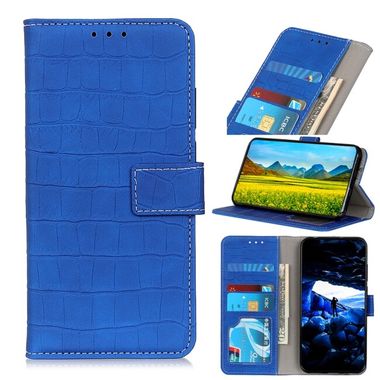 Peňaženkové kožené puzdro Crocodile na Motorola Moto G72 - Modrá