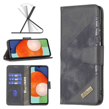 Peňaženkové kožené puzdro CROCODILE na Samsung Galaxy A13 - Čierna