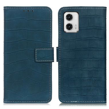 Peňaženkové kožené puzdro Crocodile Pattern Magnetic na Moto G73 5G - Zelená