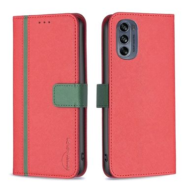 Peňaženkové kožené puzdro CROSS na Motorola Moto G62 5G – Červená