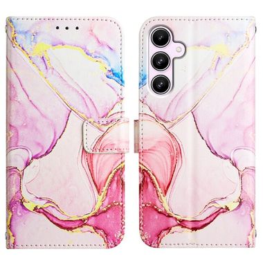 Peňaženkové kožené puzdro Marble Pattern na Galaxy A55 5G - Ružovo zlatá