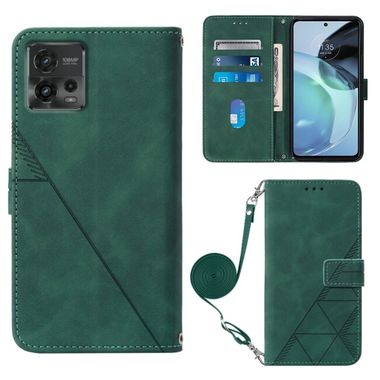 Peňaženkové kožené puzdro Crossbody na Motorola Moto G72 - Tmavo Zelená