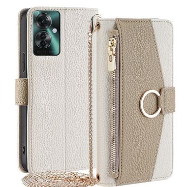 Peňaženkové kožené puzdro Crossbody na OPPO Reno11 F 5G - Biela