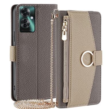 Peňaženkové kožené puzdro Crossbody na OPPO Reno11 F 5G - Šedá