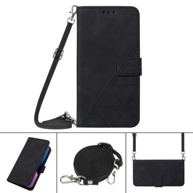 Peňaženkové kožené puzdro CROSSBODY na Samsung Galaxy A23 5G - Čierna