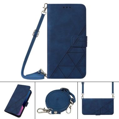 Peňaženkové kožené puzdro CROSSBODY na Samsung Galaxy A23 5G - Modrá