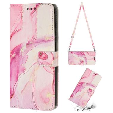 Peňaženkové kožené puzdro CROSSBODY na Samsung Galaxy A34 5G – Ružovozlatá