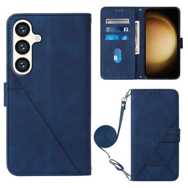 Peňaženkové kožené puzdro Crossbody na Samsung Galaxy S24 5G - Modrá