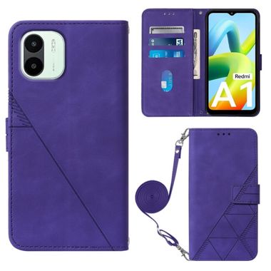 Peňaženkové kožené puzdro CROSSBODY na Xiaomi Redmi A1 – Fialová