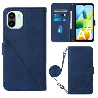 Peňaženkové kožené puzdro CROSSBODY na Xiaomi Redmi A1 – Modrá