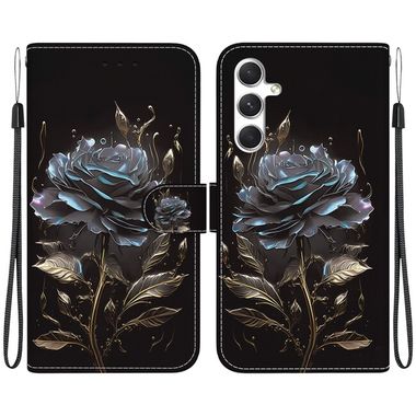 Peňaženkové kožené puzdro Crystal Drawing na Samsung Galaxy S24 Plus 5G - Black Rose