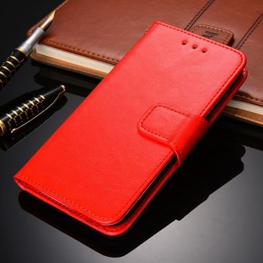 Peňaženkové kožené puzdro CRYSTAL na Oppo A54 5G - Červená