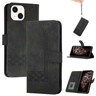 Peňaženkové kožené puzdro CUBIC na iPhone 13 Mini - Čierna