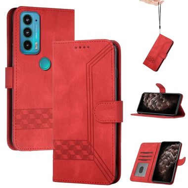 Peňaženkové kožené puzdro Cubic na Motorola Edge 20 Pro - Červená