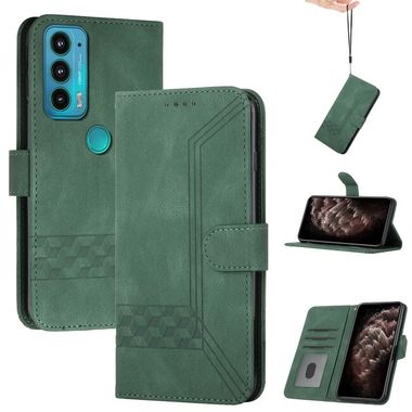 Peňaženkové kožené puzdro Cubic na Motorola Edge 20 - Tmavo Zelená