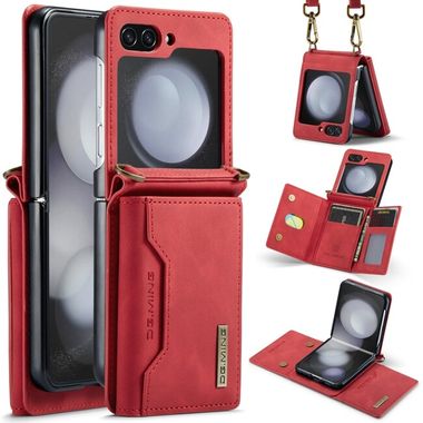Peňaženkové kožené puzdro DG.MING Magnetic na Samsung Galaxy Z Flip 5 - Červená