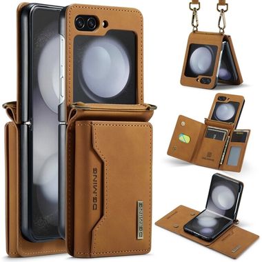Peňaženkové kožené puzdro DG.MING Magnetic na Samsung Galaxy Z Flip 5 - Hnedá