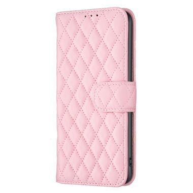 Peňaženkové kožené puzdro Diamond Lattice Wallet na Moto G31/G41 - Ružová