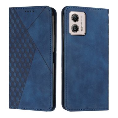 Peňaženkové kožené puzdro Diamond Pattern Splicing na Moto G73 5G - Modrá