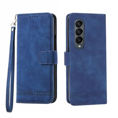 Peňaženkové kožené puzdro Dierfeng Dream na Samsung Galaxy Z Fold4 - Modrá