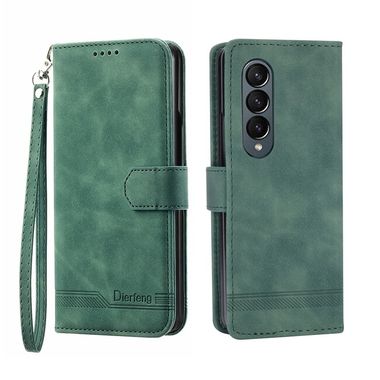 Peňaženkové kožené puzdro Dierfeng Dream na Samsung Galaxy Z Fold4 - Zelená