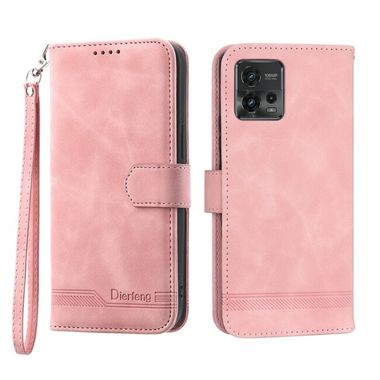 Peňaženkové kožené puzdro Dierfeng na Motorola Moto G72 - Ružová