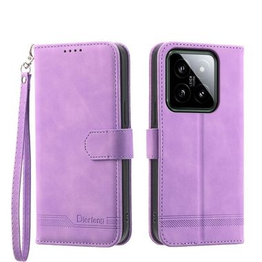 Peňaženkové kožené puzdro Dierfeng na Xiaomi 14 - Fialová