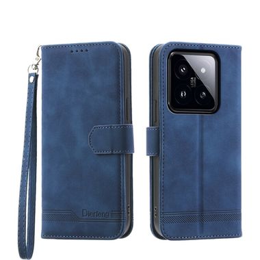 Peňaženkové kožené puzdro Dierfeng na Xiaomi 14 Pro - Modrá