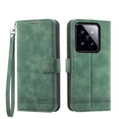 Peňaženkové kožené puzdro Dierfeng na Xiaomi 14 Pro - Zelená