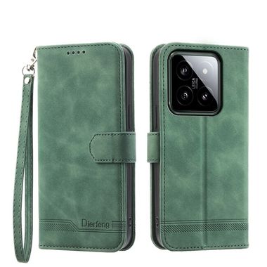 Peňaženkové kožené puzdro Dierfeng na Xiaomi 14 - Zelená