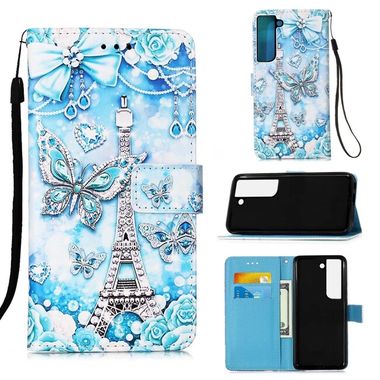 Peňaženkové kožené puzdro DRAWING na Samsung Galaxy S22 5G - Tower Butterfly