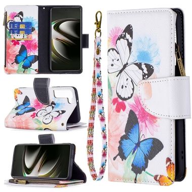 Peňaženkové kožené puzdro DRAWING na Samsung Galaxy S22 5G - Two Butterflies