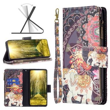 Peňaženkové kožené puzdro DRAWING na Xiaomi 13 Lite - Flower Elephants