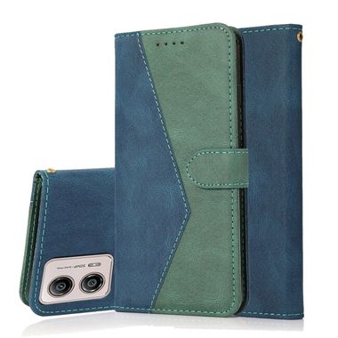 Peňaženkové kožené puzdro Dual-color na Motorola Moto G13 / G23 / G53 5G - Modrá a Zelená