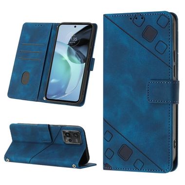 Peňaženkové kožené puzdro Embossed na Motorola Moto G72 - Modrá