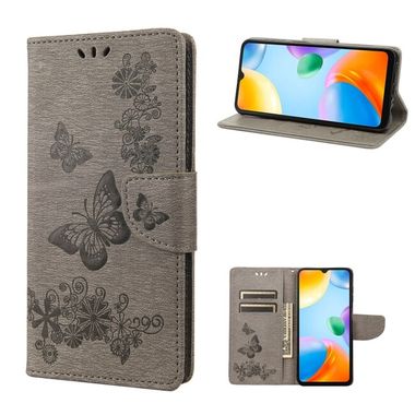 Peňaženkové kožené puzdro EMBOSSED na Xiaomi Redmi 10C – Šedá