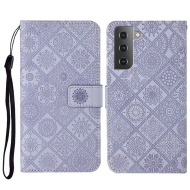 Peňaženkové kožené puzdro ETHNIC na Samsung Galaxy S23 5G – Fialová
