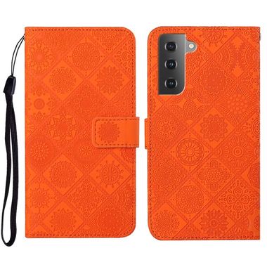 Peňaženkové kožené puzdro ETHNIC na Samsung Galaxy S23 5G – Oranžová