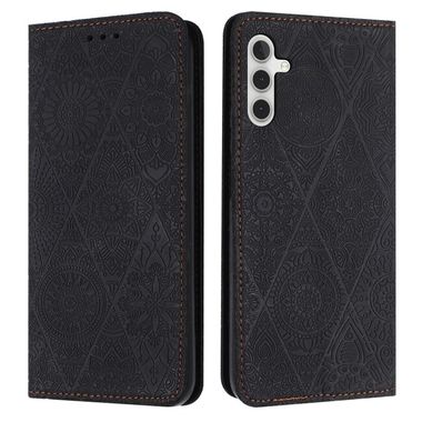 Peňaženkové kožené puzdro Ethnic na Samsung Galaxy S23 FE - Čierna