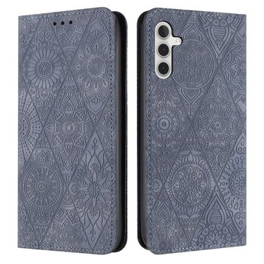 Peňaženkové kožené puzdro Ethnic na Samsung Galaxy S23 FE - Šedá