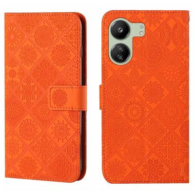 Peňaženkové kožené puzdro Ethnic na Xiaomi Redmi 13C - Oranžová