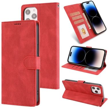 Peňaženkové kožené puzdro FANTASY na iPhone 14 Pro - Červená