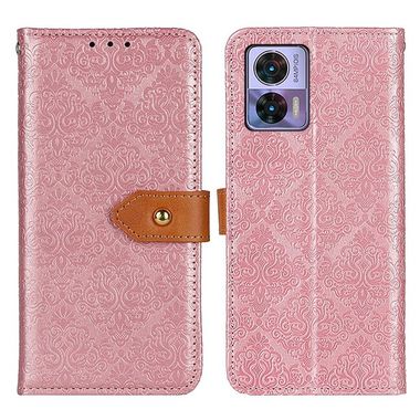 Peňaženkové kožené puzdro Floral na Motorola Edge 30 Neo - Ružová